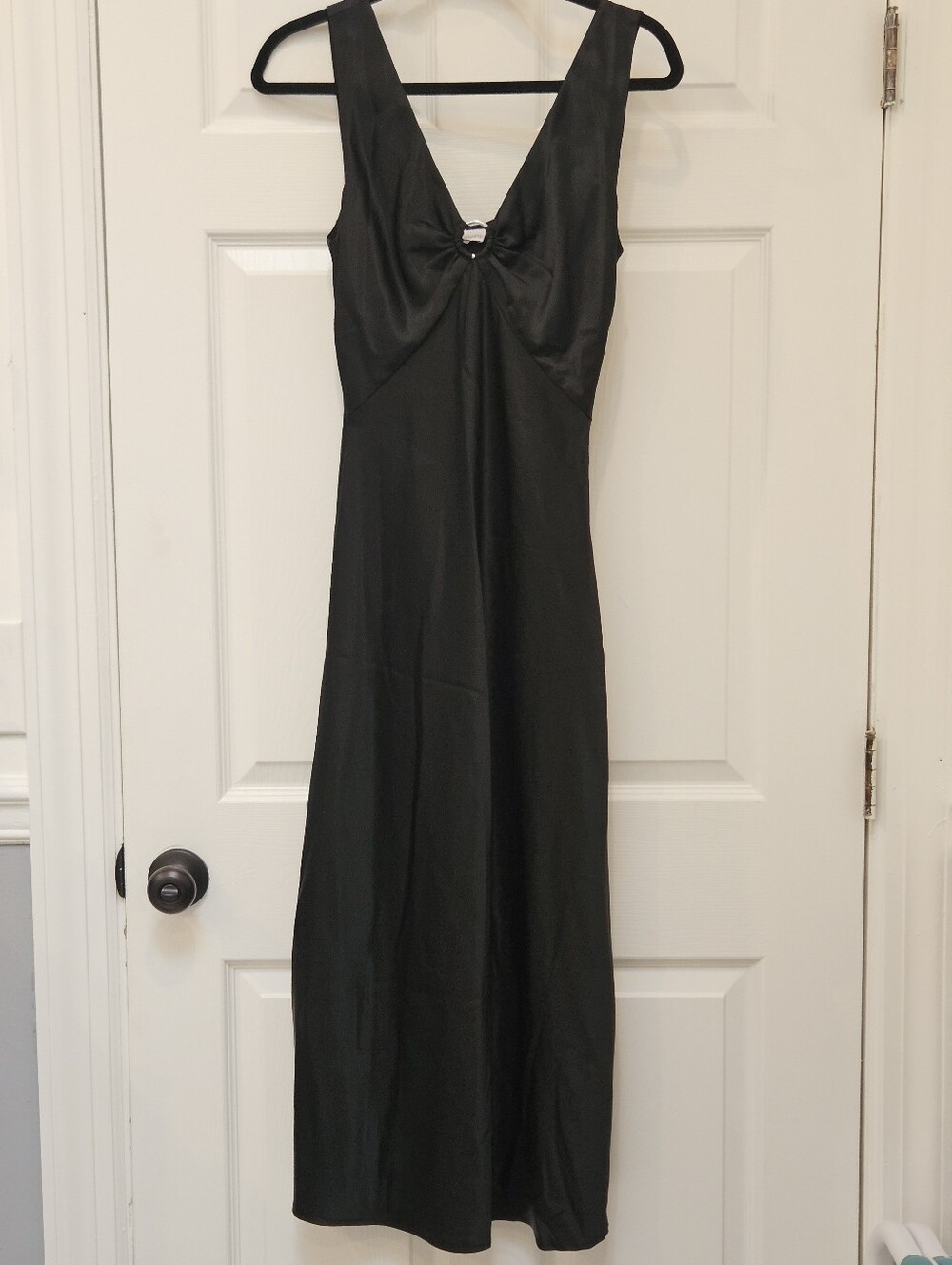 Ecru Sleeveless Midi Black Slip Dress Size 6